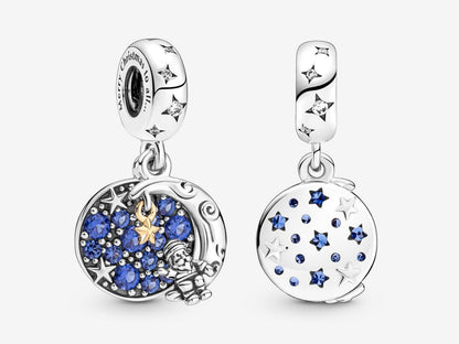 Santa Claus On The Moon Double Dangle Charm