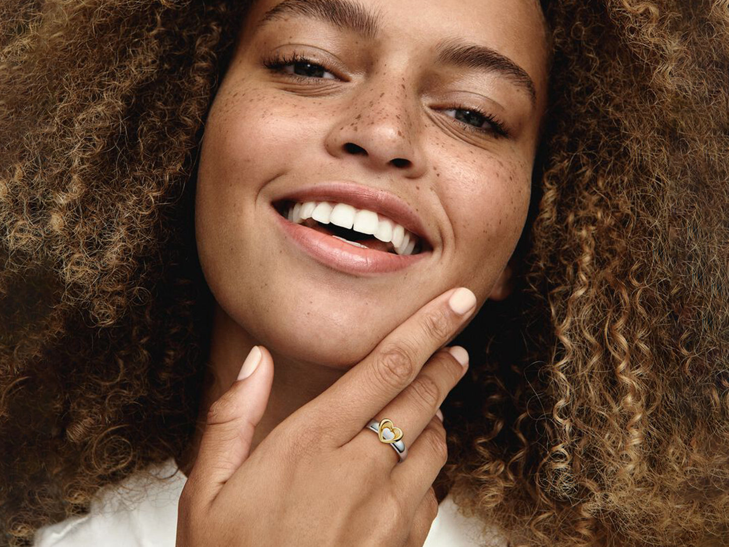 Radiant Two-tone Sliding Heart Ring