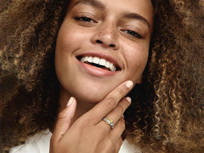 Radiant Two-tone Sliding Heart Ring