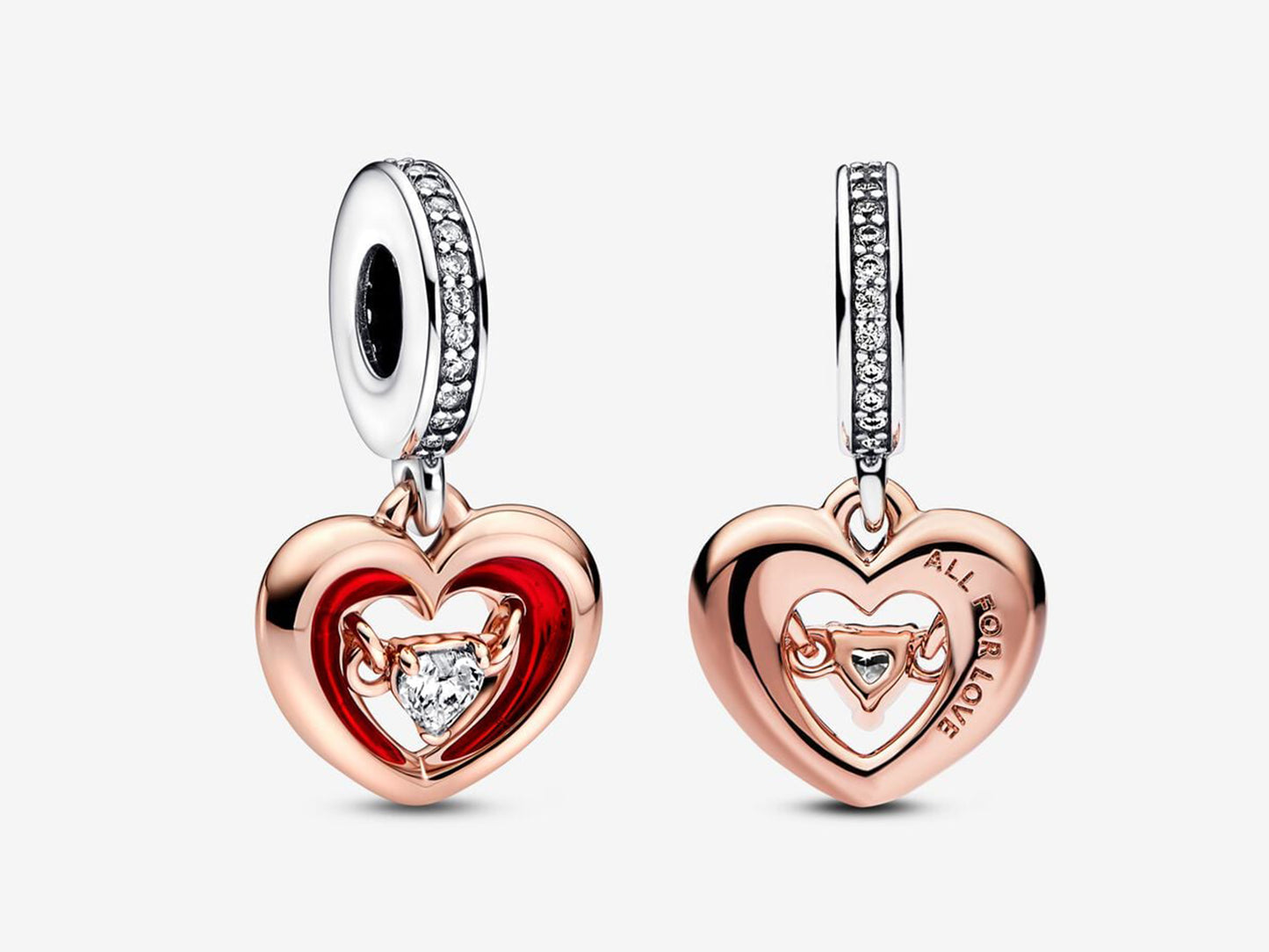 Two-tone Radiant Heart Dangle Charm