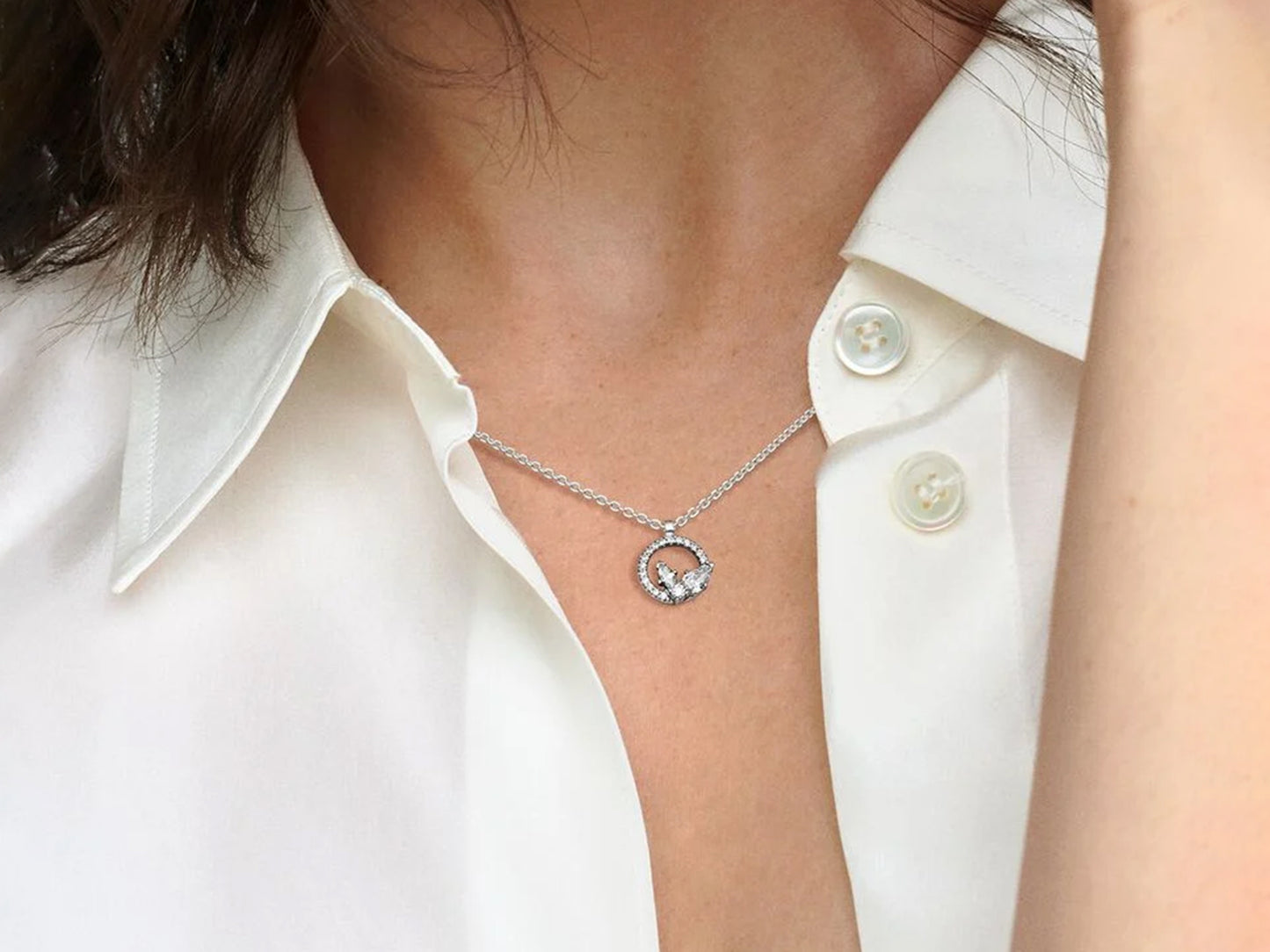 Sparkling Herbarium Circle & Cluster Pendant Necklace