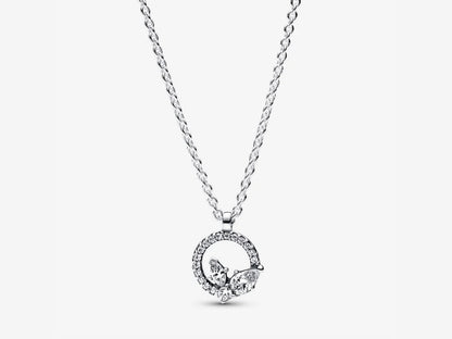 Sparkling Herbarium Circle & Cluster Pendant Necklace