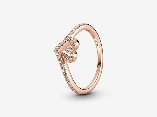 Sparkling Wishbone Heart Ring