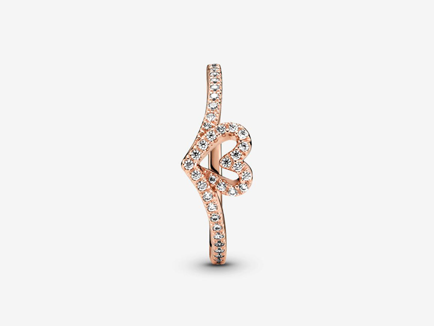 Sparkling Wishbone Heart Ring