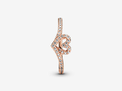 Sparkling Wishbone Heart Ring