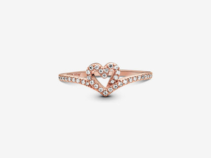 Sparkling Wishbone Heart Ring