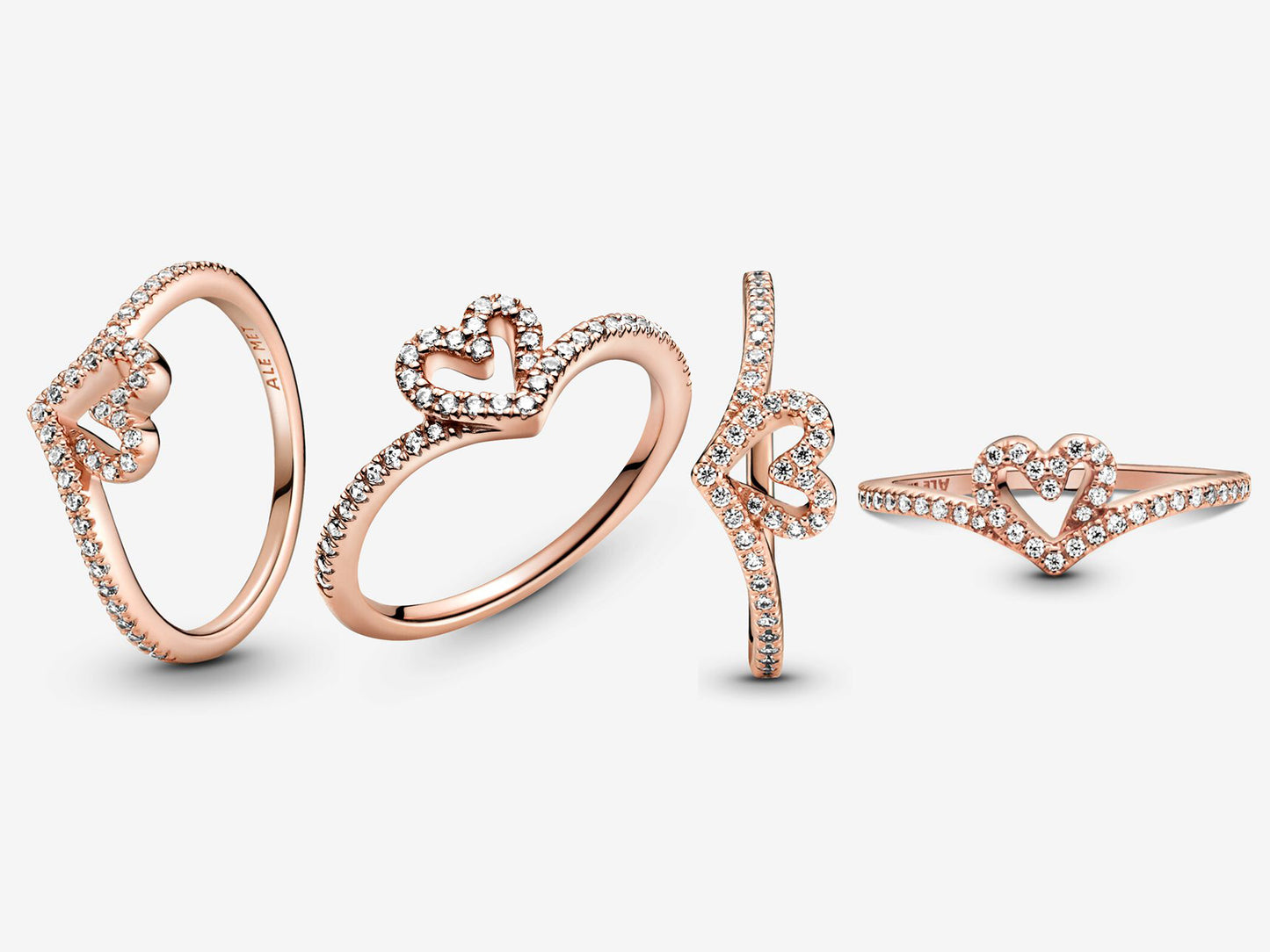 Sparkling Wishbone Heart Ring