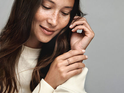 Polished & Pavé Bead Open Ring