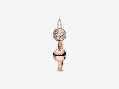Polished & Pavé Bead Open Ring