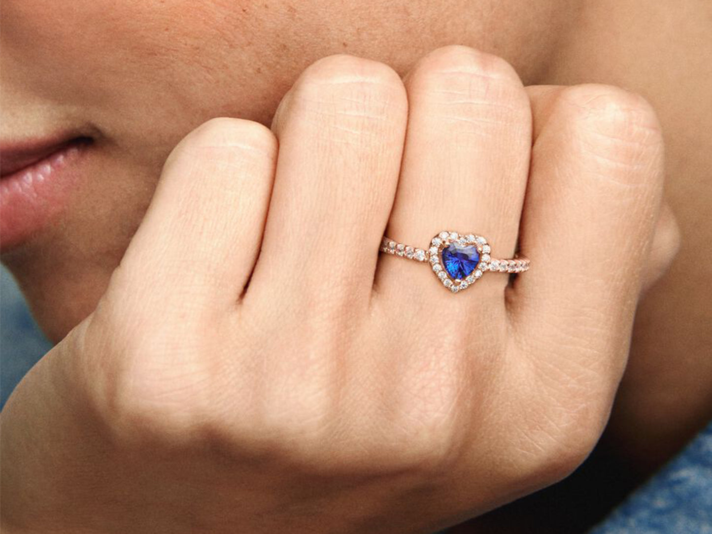 Sparkling Blue Elevated Heart Ring