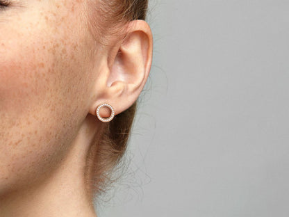 Sparkling Circle Stud Earrings