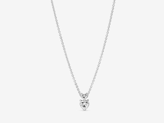 Double Heart Pendant Sparkling Collier Necklace