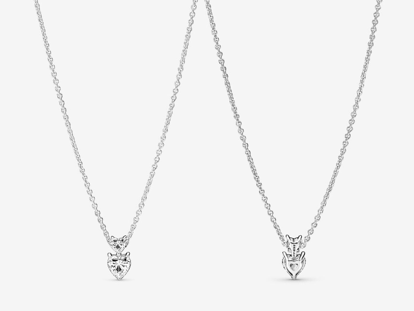 Double Heart Pendant Sparkling Collier Necklace