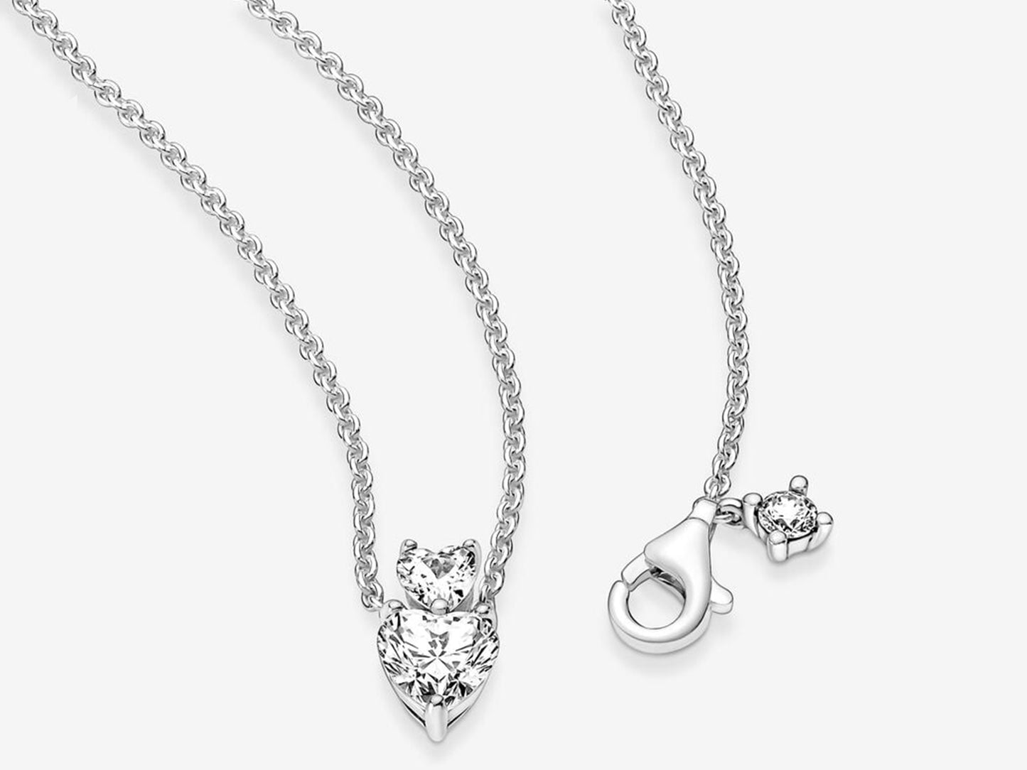 Double Heart Pendant Sparkling Collier Necklace