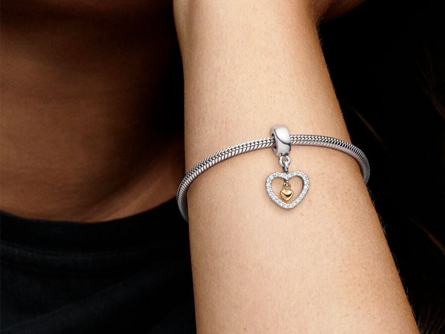 Sparkling Double Heart Charm