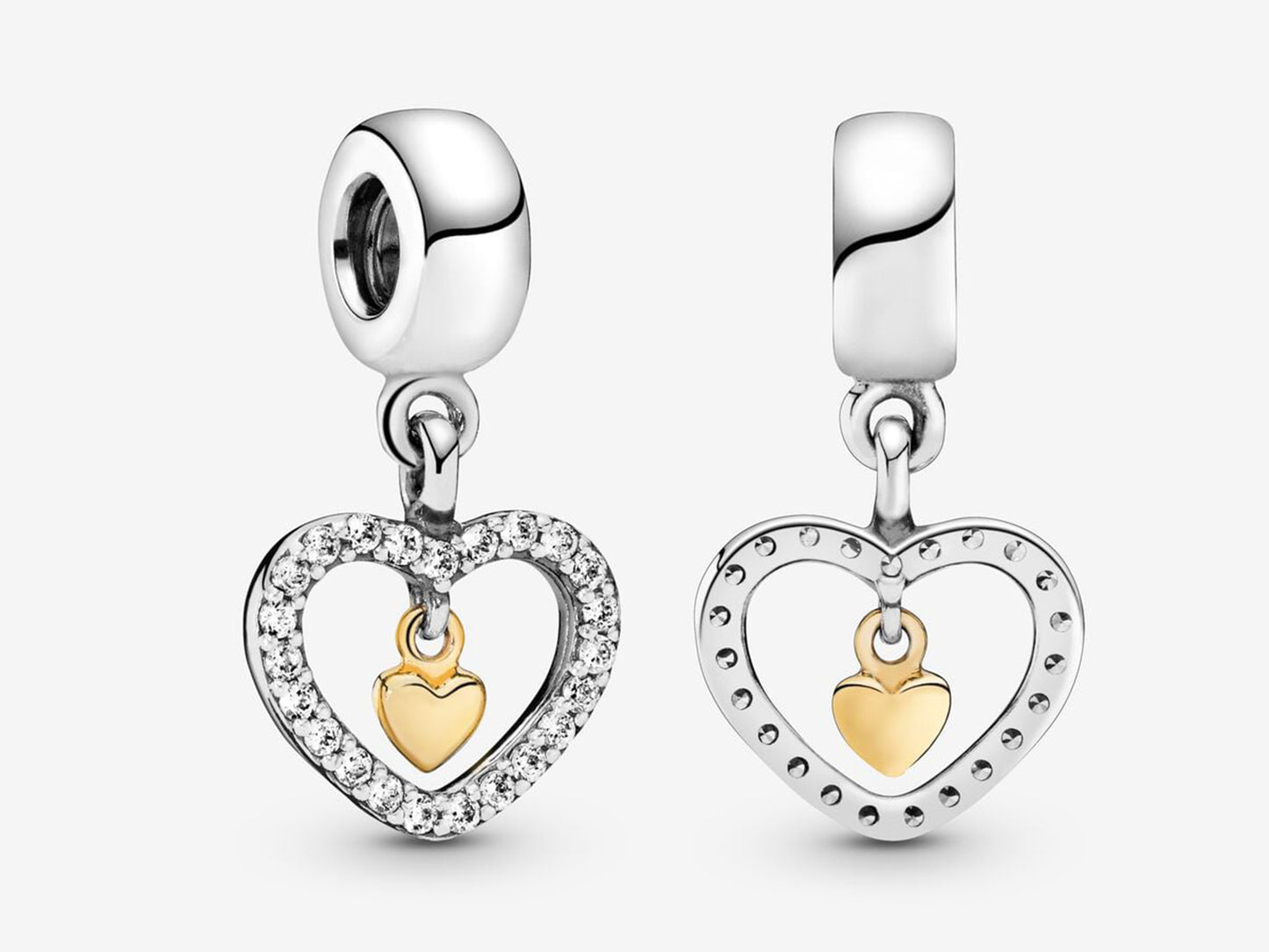 Sparkling Double Heart Charm
