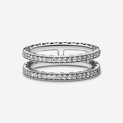 Double Sparkle and Hearts Ring