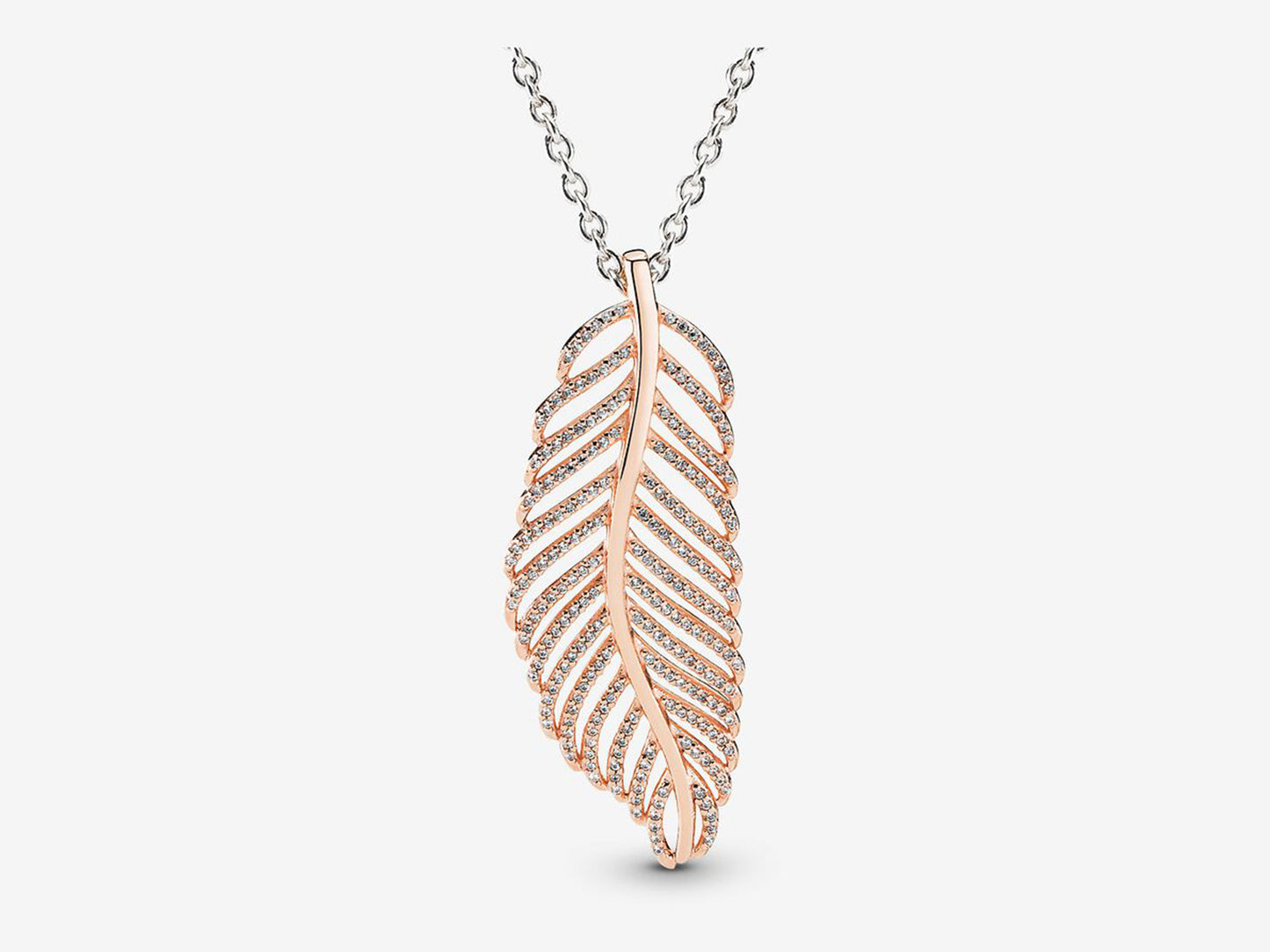 Sparkling Light Feather Necklace Pendant