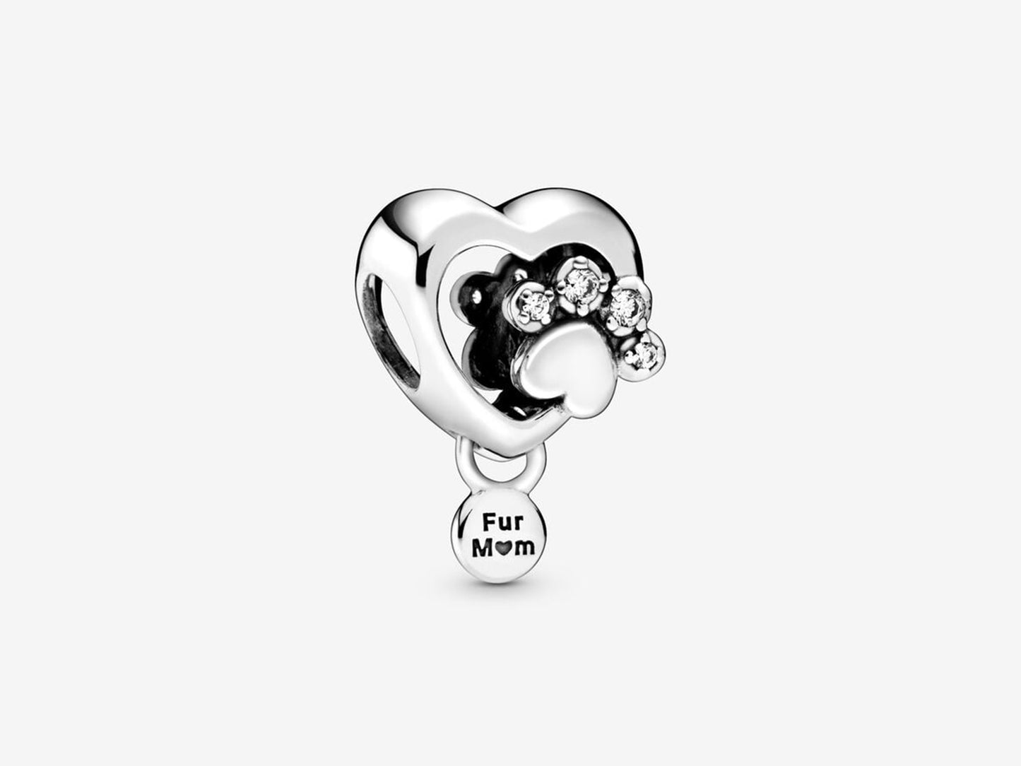 Sparkling Paw Print & Heart Charm