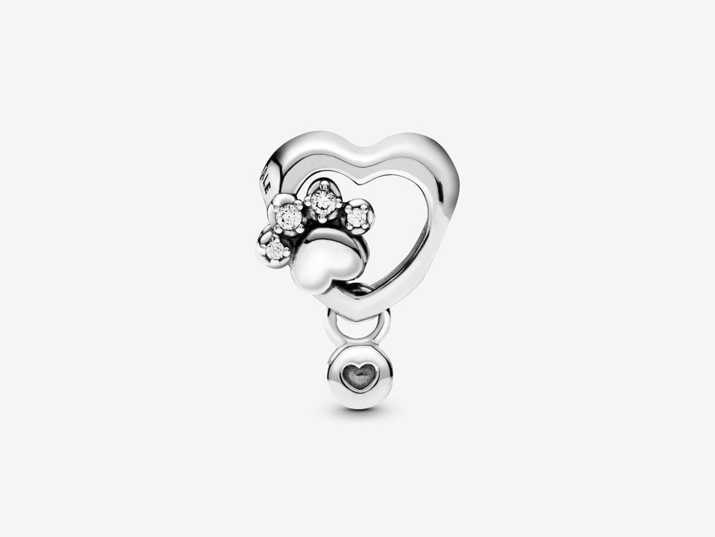 Sparkling Paw Print & Heart Charm