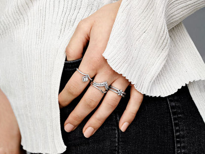 Sparkling Snowflake Duo Ring
