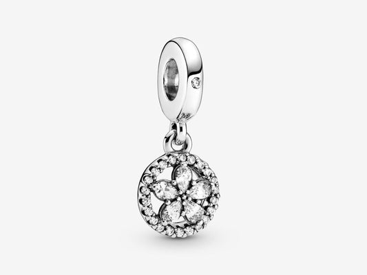 Sparkling Snowflake Round Charm