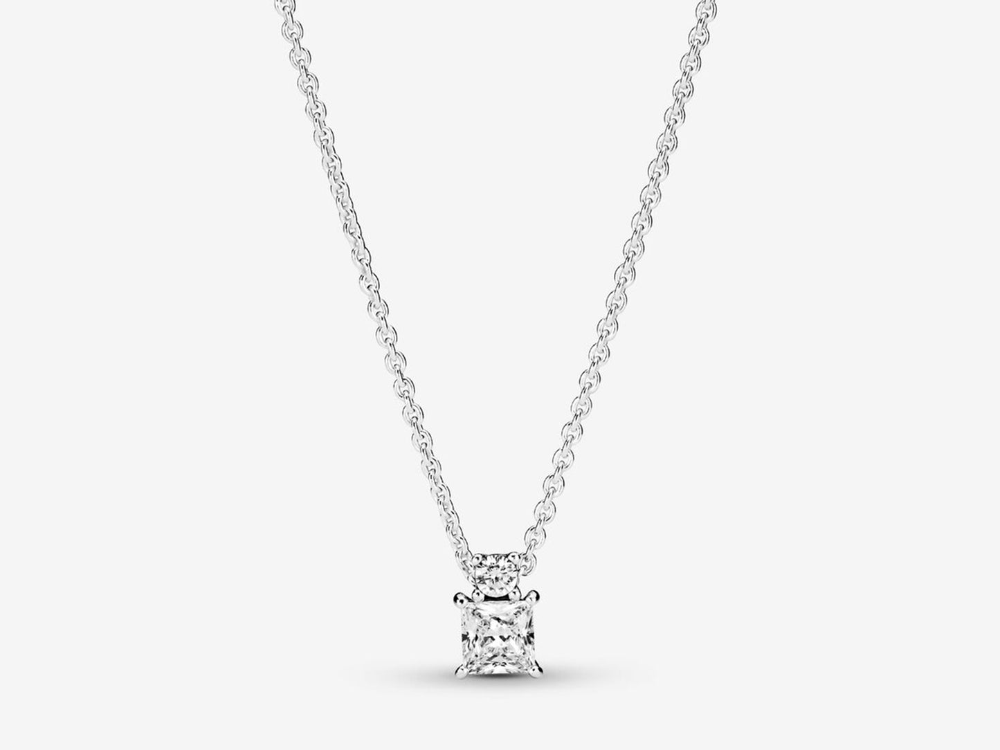 Sparkling Collier Round & Square Pendant Necklace