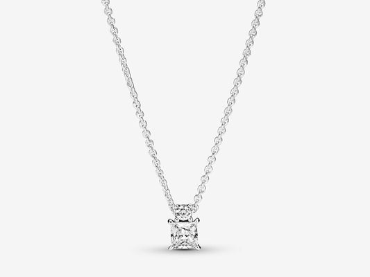 Sparkling Collier Round & Square Pendant Necklace