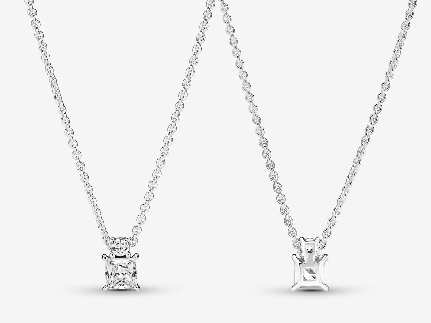 Sparkling Collier Round & Square Pendant Necklace