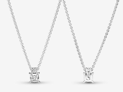 Sparkling Collier Round & Square Pendant Necklace