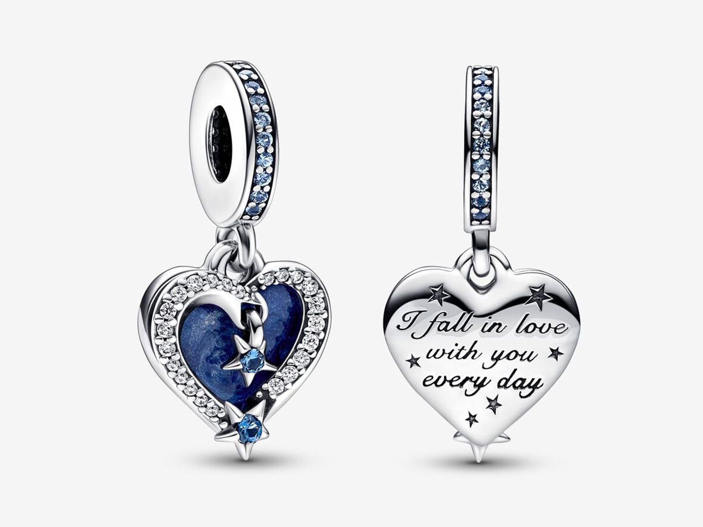 Celestial Shooting Star Heart Double Dangle Charm