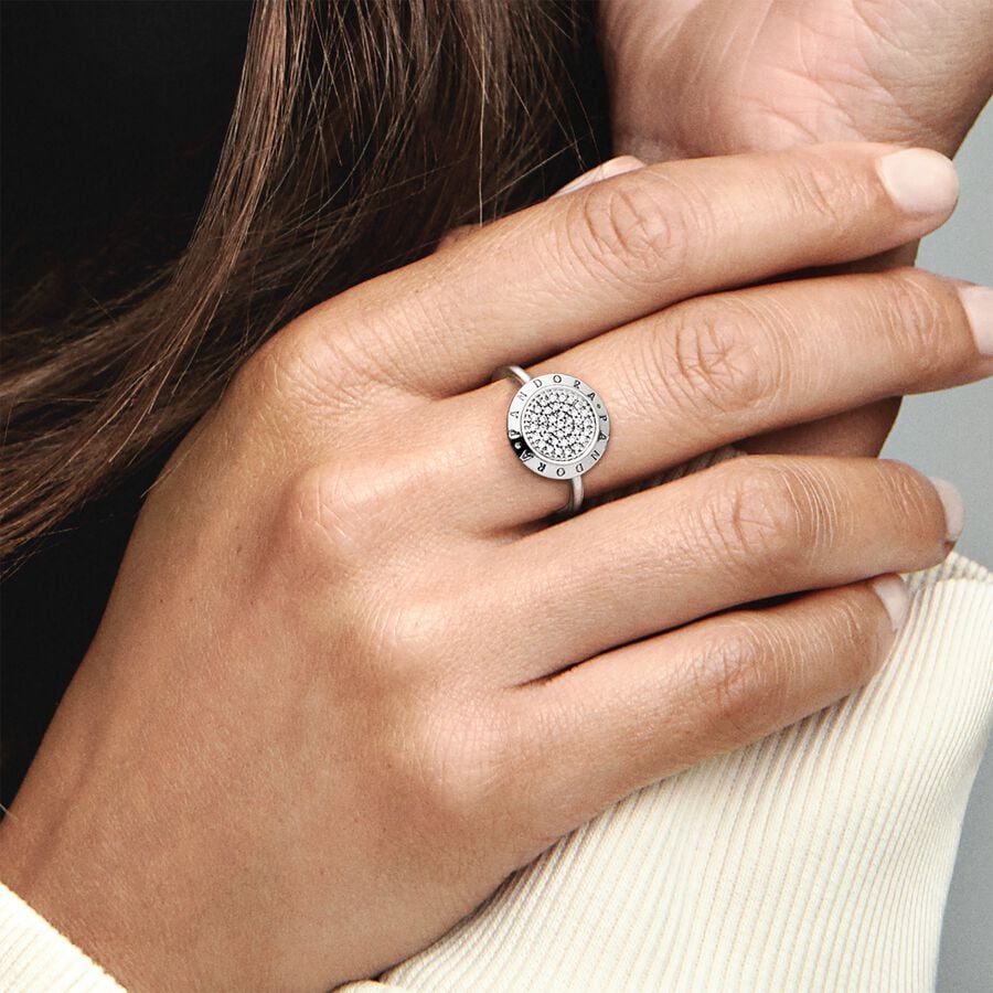 Timeless Logo Pave Ring