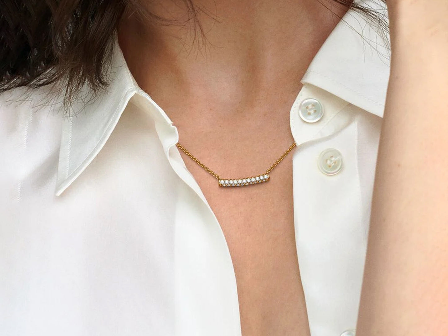 Timeless Pavé Single-row Bar Collier Necklace