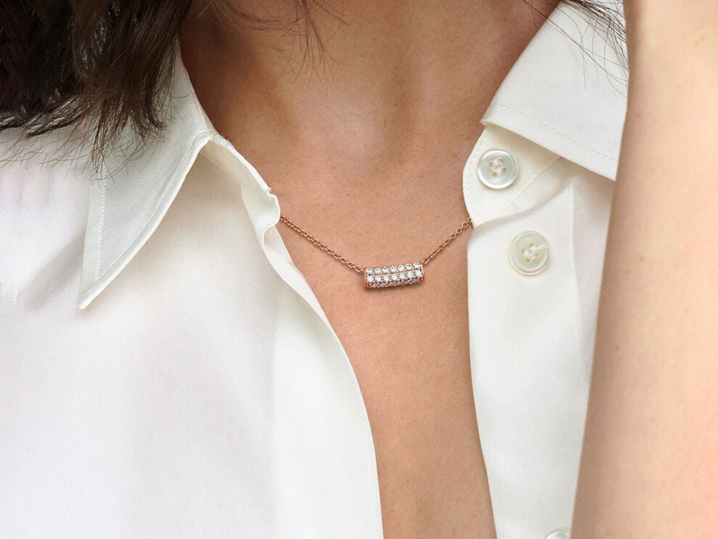 Timeless Pavé Double-row Bar Collier Necklace