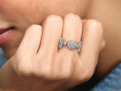 Triple Sunburst Ring