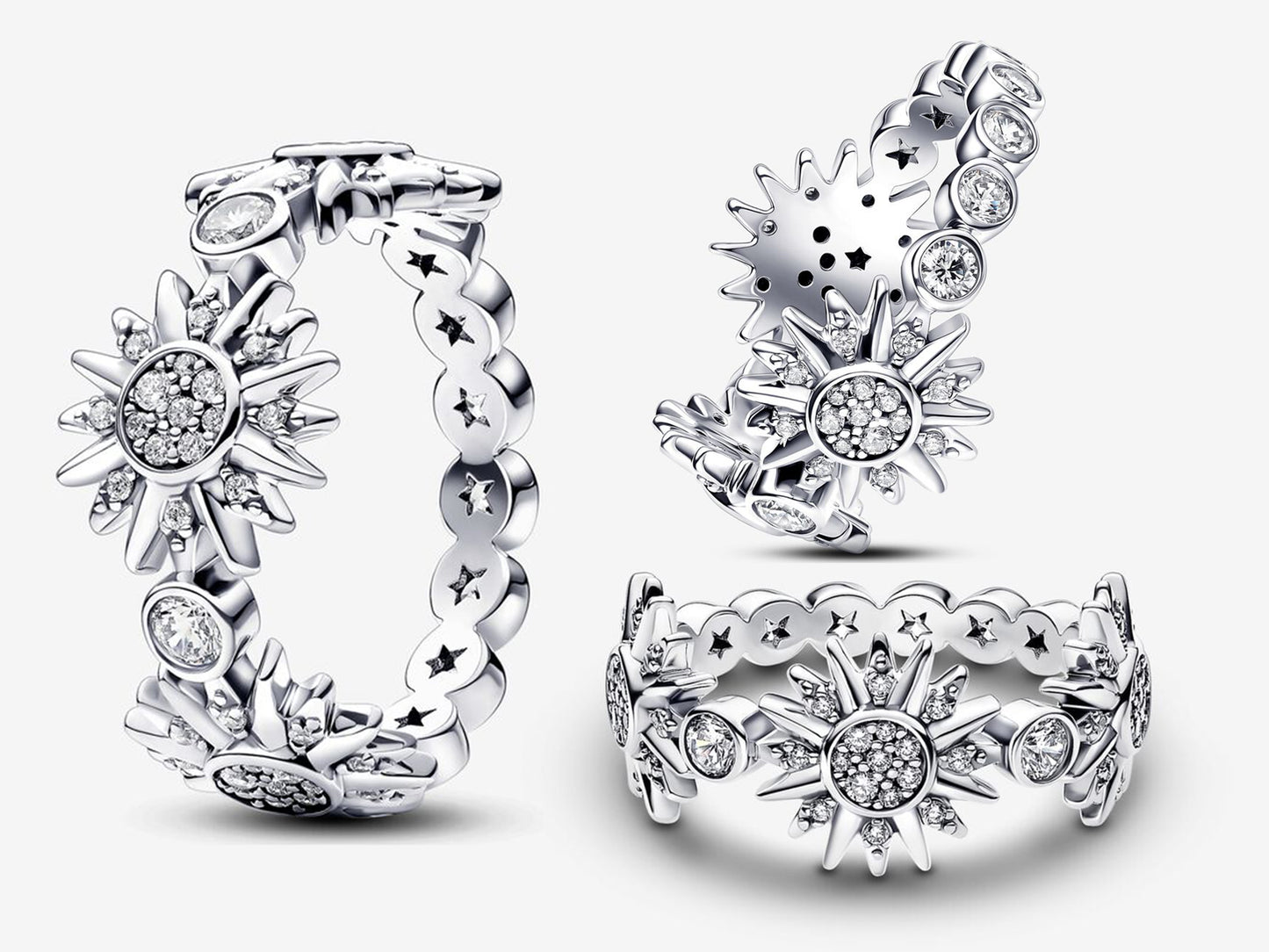 Triple Sunburst Ring