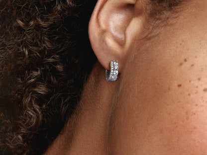 Double Band Pavé Hoop Earrings