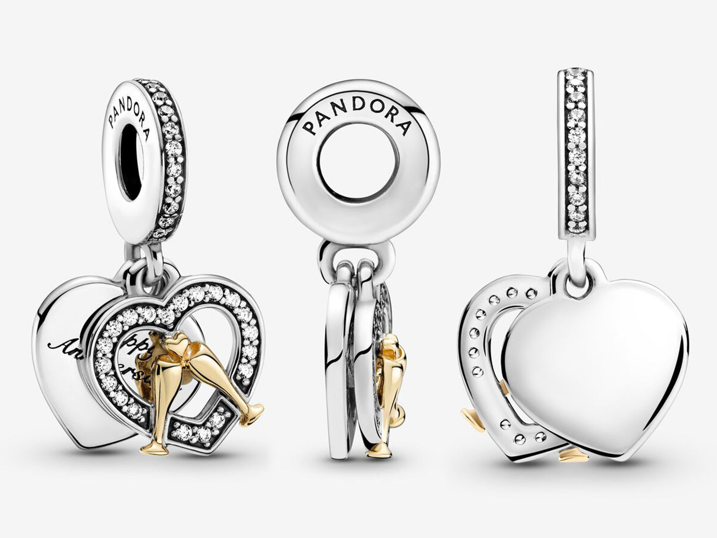 Two-tone Happy Anniversary Dangle Charm