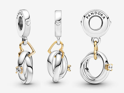 Two-tone Wedding Rings Dangle Charm