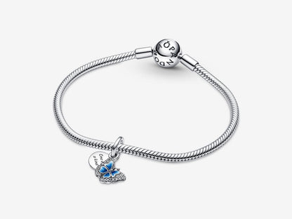 Blue Butterfly & Quote Double Dangle Charm
