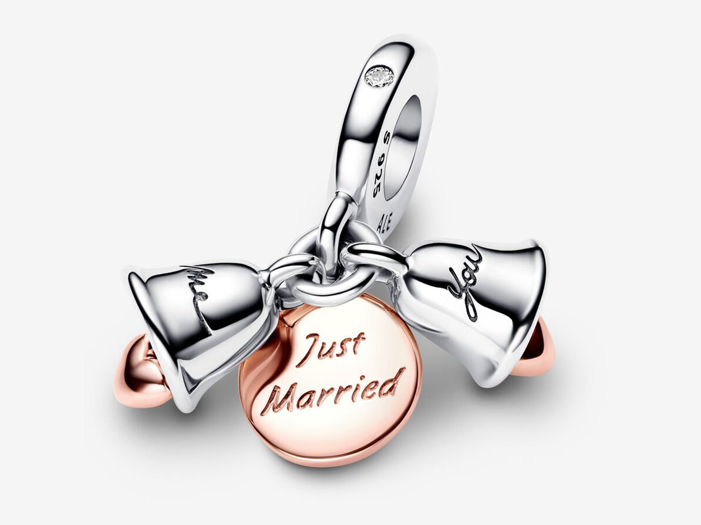 Just Married Wedding Bells Double Dangle