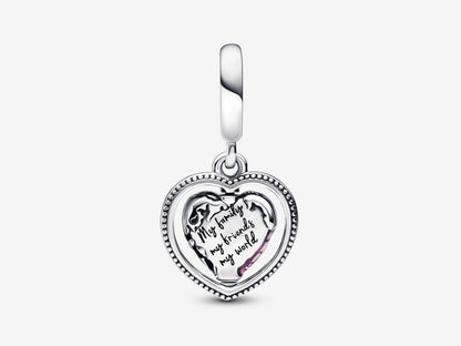 Family Spinning Heart Globe Dangle Charm