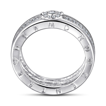Pavé Zircon Men's Ring - 925 Sterling Silver Hip-Hop Style Statement Band