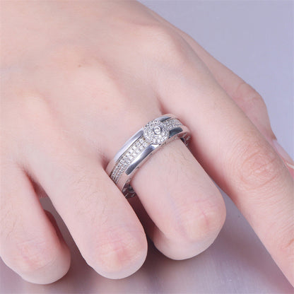 Pavé Zircon Men's Ring - 925 Sterling Silver Hip-Hop Style Statement Band