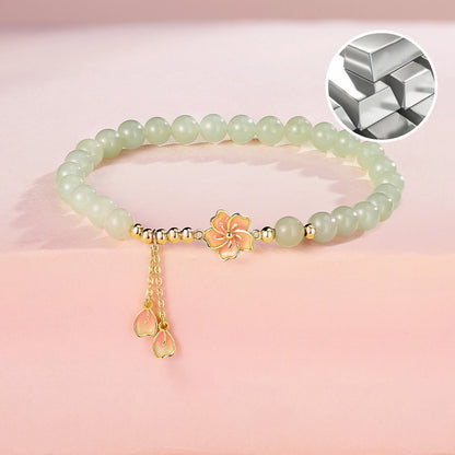 Peach Blossom Bracelet 925 Silver Floral Charm