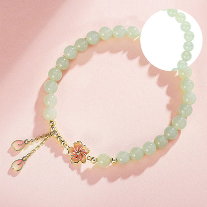 Peach Blossom Bracelet 925 Silver Floral Charm