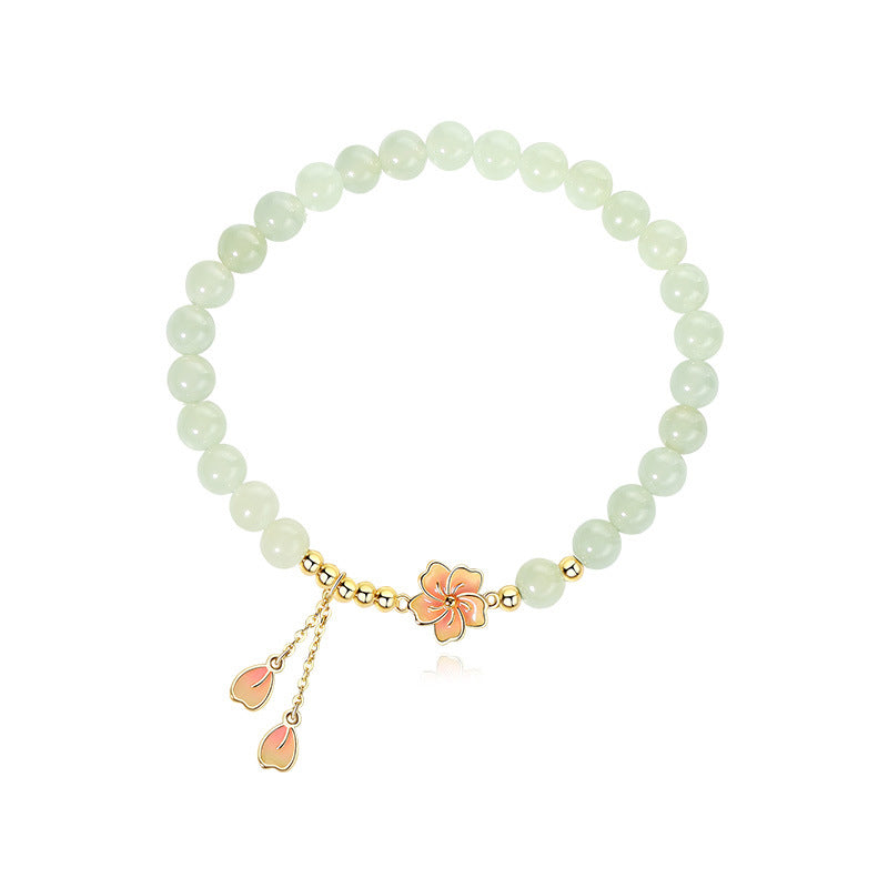 Peach Blossom Bracelet 925 Silver Floral Charm