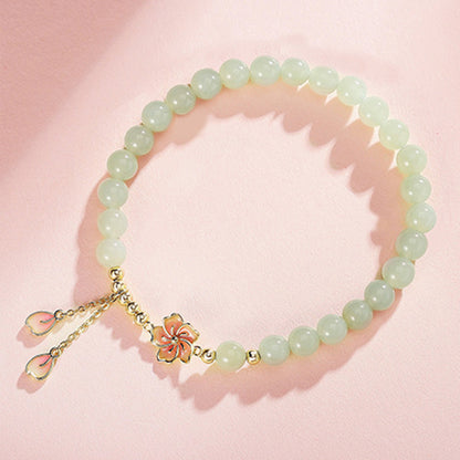 Peach Blossom Bracelet 925 Silver Floral Charm