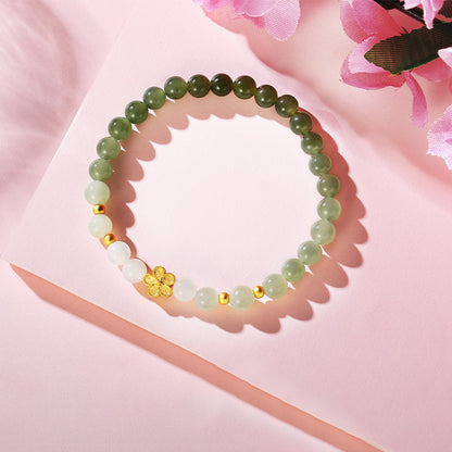 Peach Blossom Jade Bracelet 925 Silver Trendy Jewelry