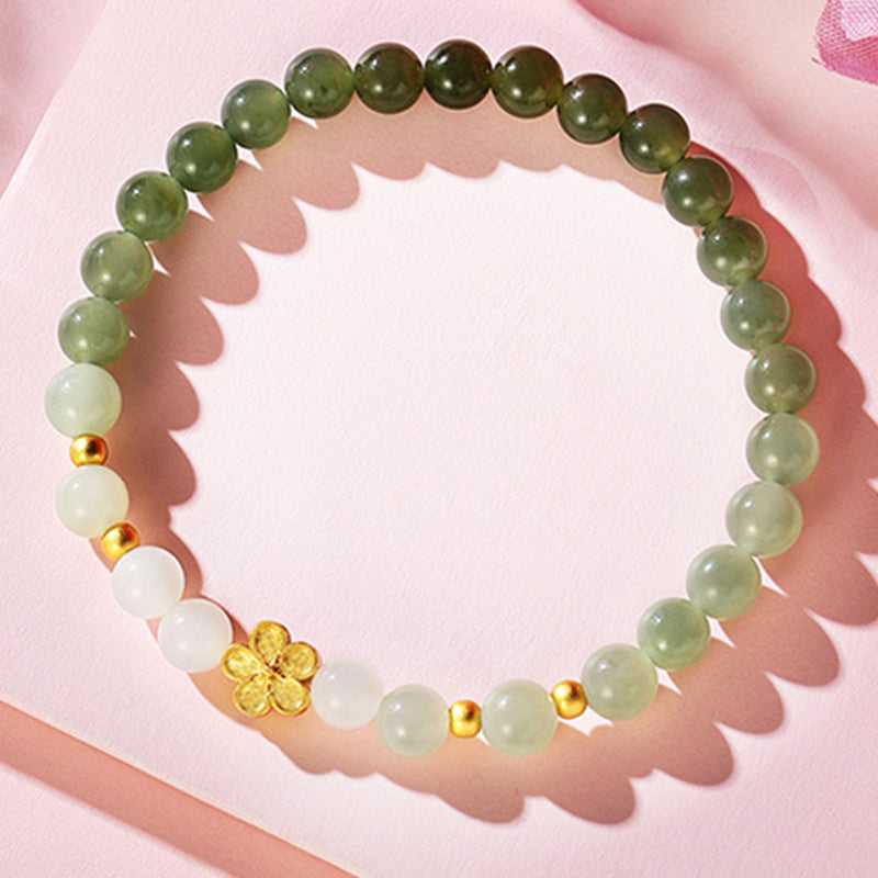 Peach Blossom Jade Bracelet 925 Silver Trendy Jewelry